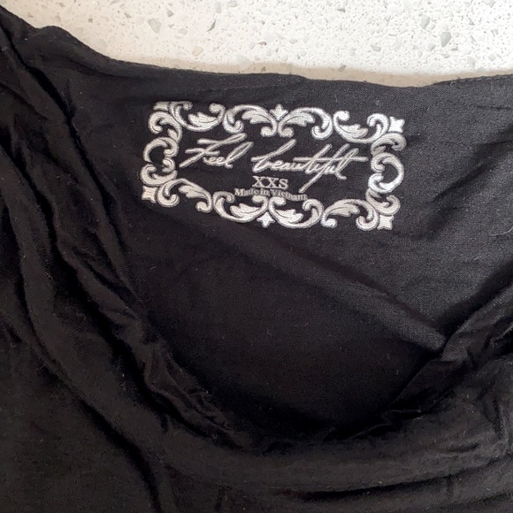 WHBM Black Drape Neck Long Sleeve Top - XXS - Picture 3 of 3